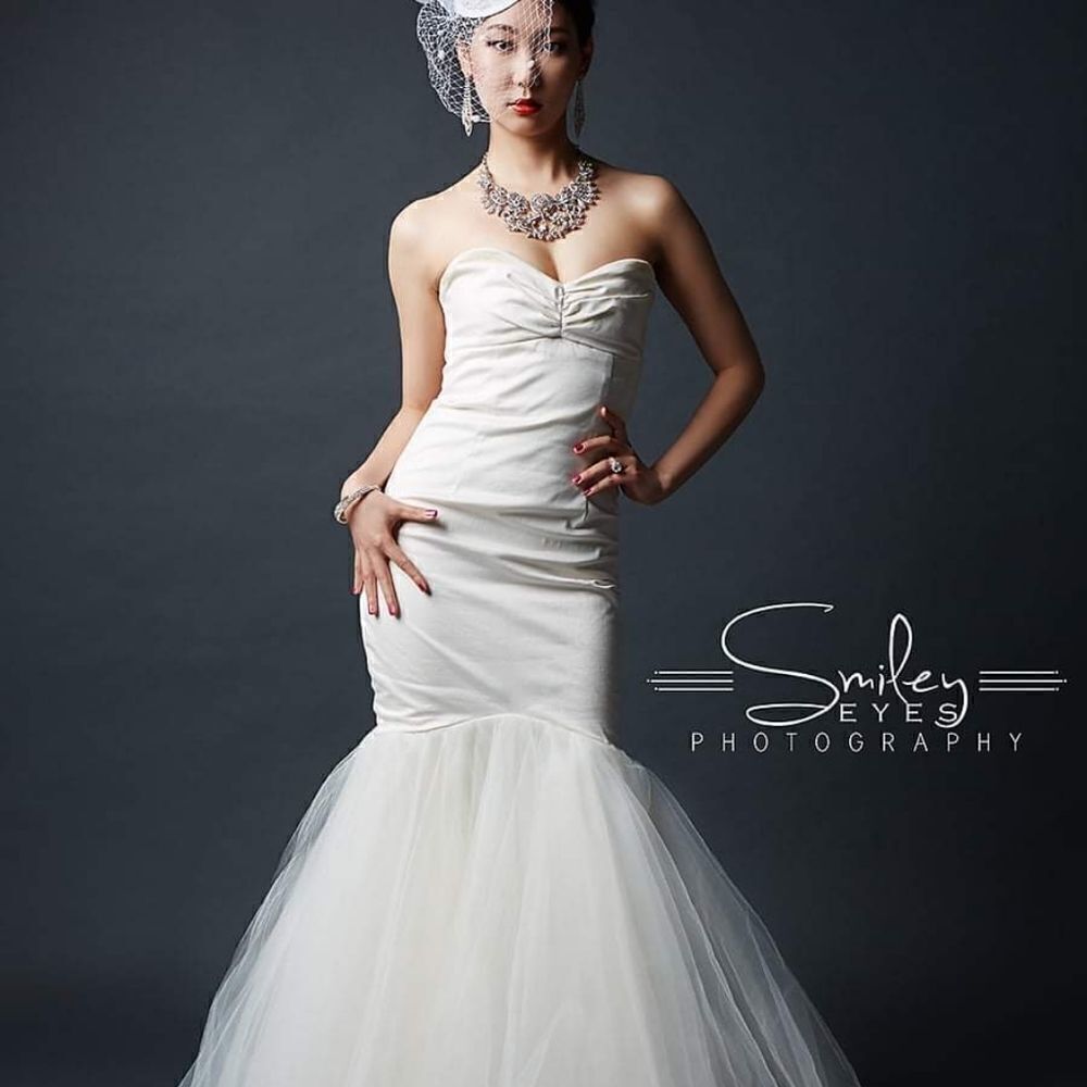 Strapless Mermaid Wedding Gown with Tulle